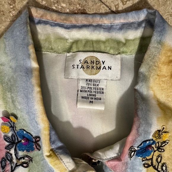 Sandy Starkman‎ Womens Shirt Medium VTG Embroidered Embellished Button Down - Picture 6 of 8